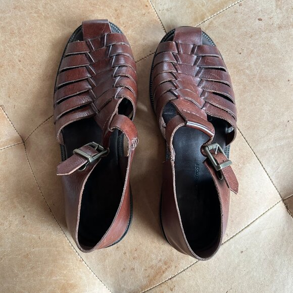 Leather Fisherman Sandals Brown Resort Vacation Italy Made women 9 Tommy Bahama - Picture 5 of 13